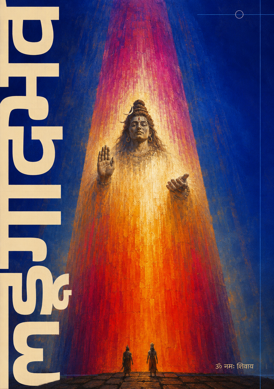 Lingodbhava Shiva column of light contemporary devotional art poster by Chitralok