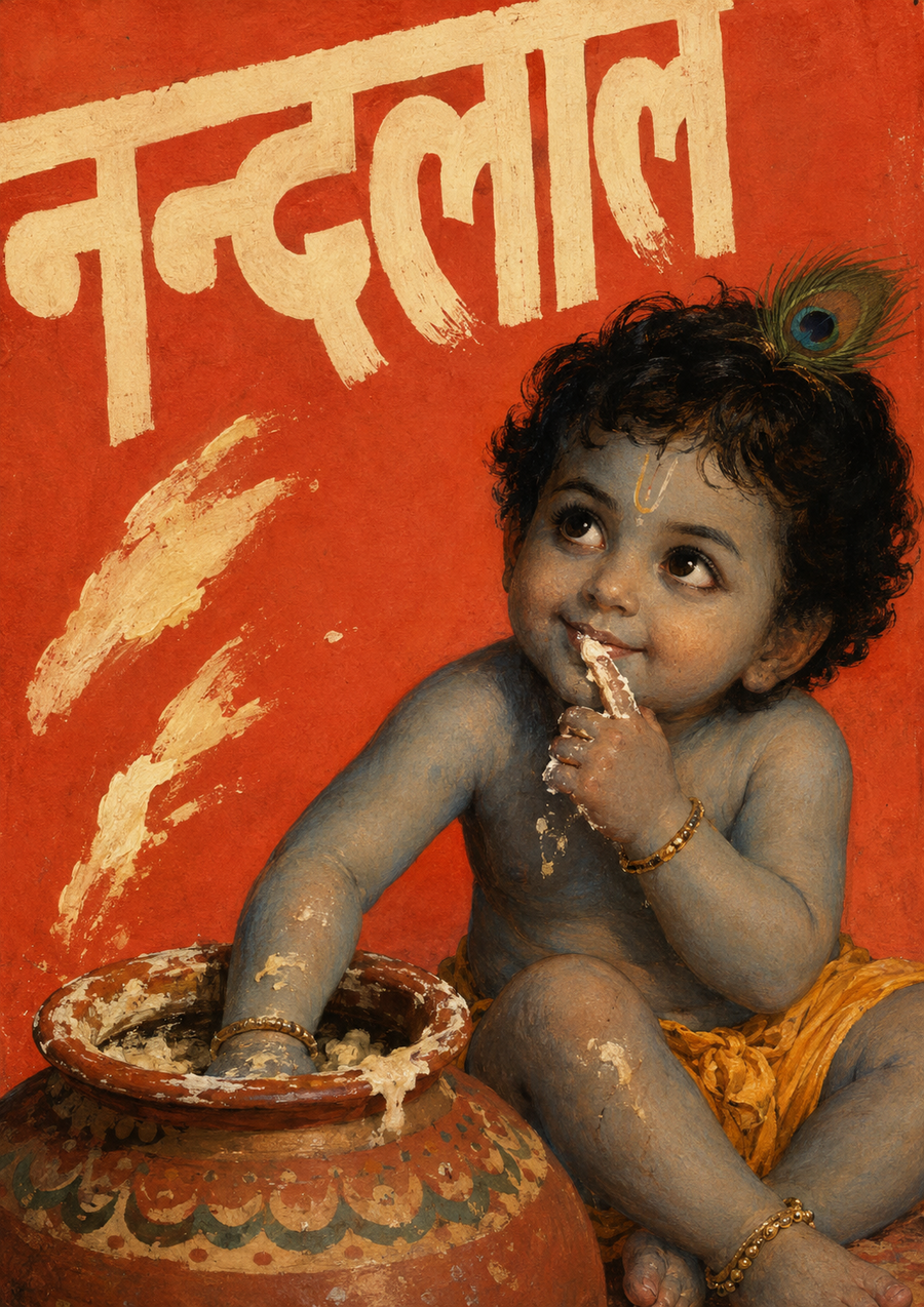 Nandlal Krishna poster included in Chitralok set of three
